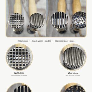 Jewelry Texturing Hammer Set 2 pc โ 4 Designs โ Goldsmith Metalworking Tool