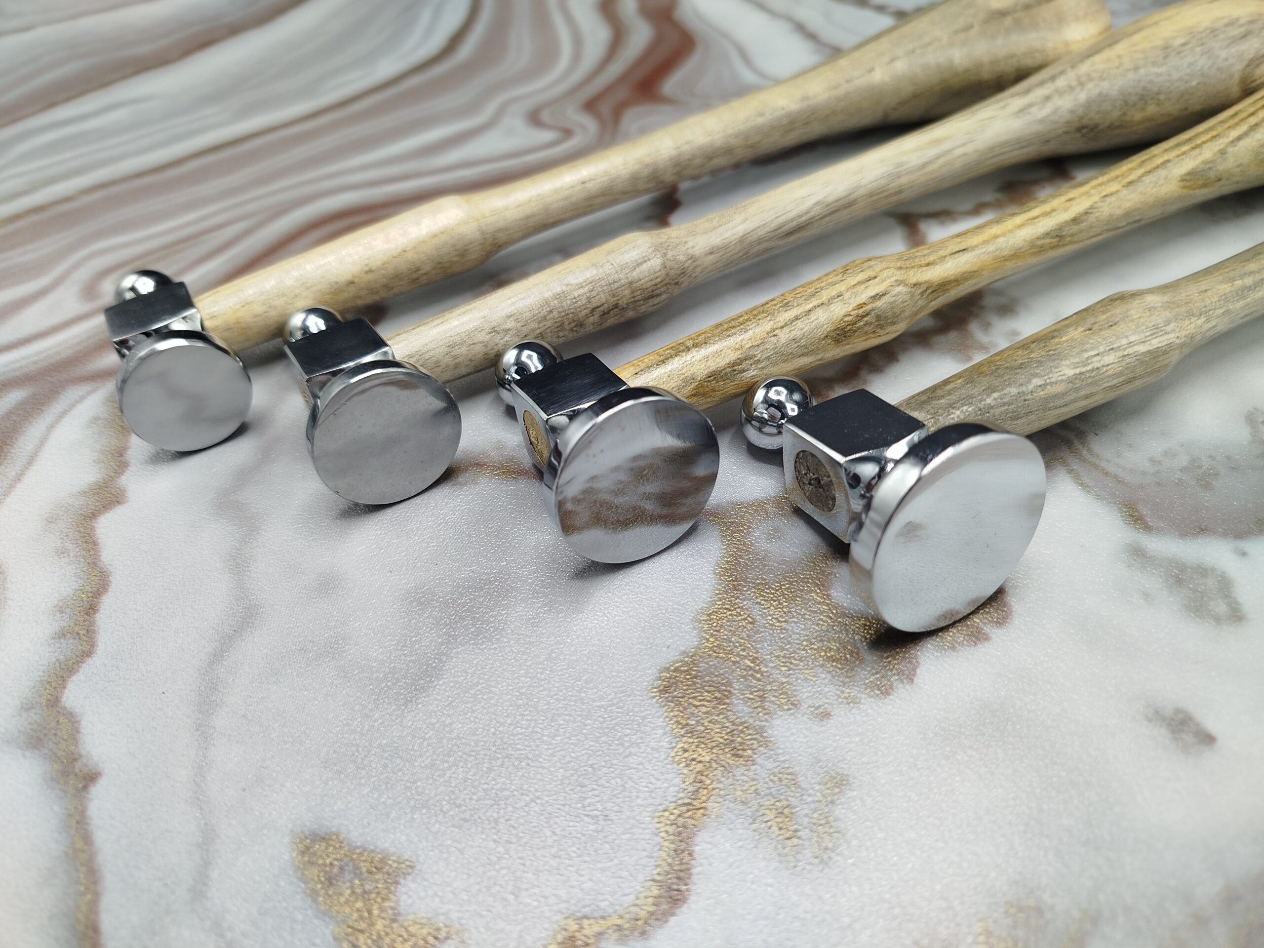 Set of 4 Chasing Hammers Jewelry Hammers - Flat Face & Ball Peen Head - 32mm, 28mm, 25mm & 22mm - Image 7