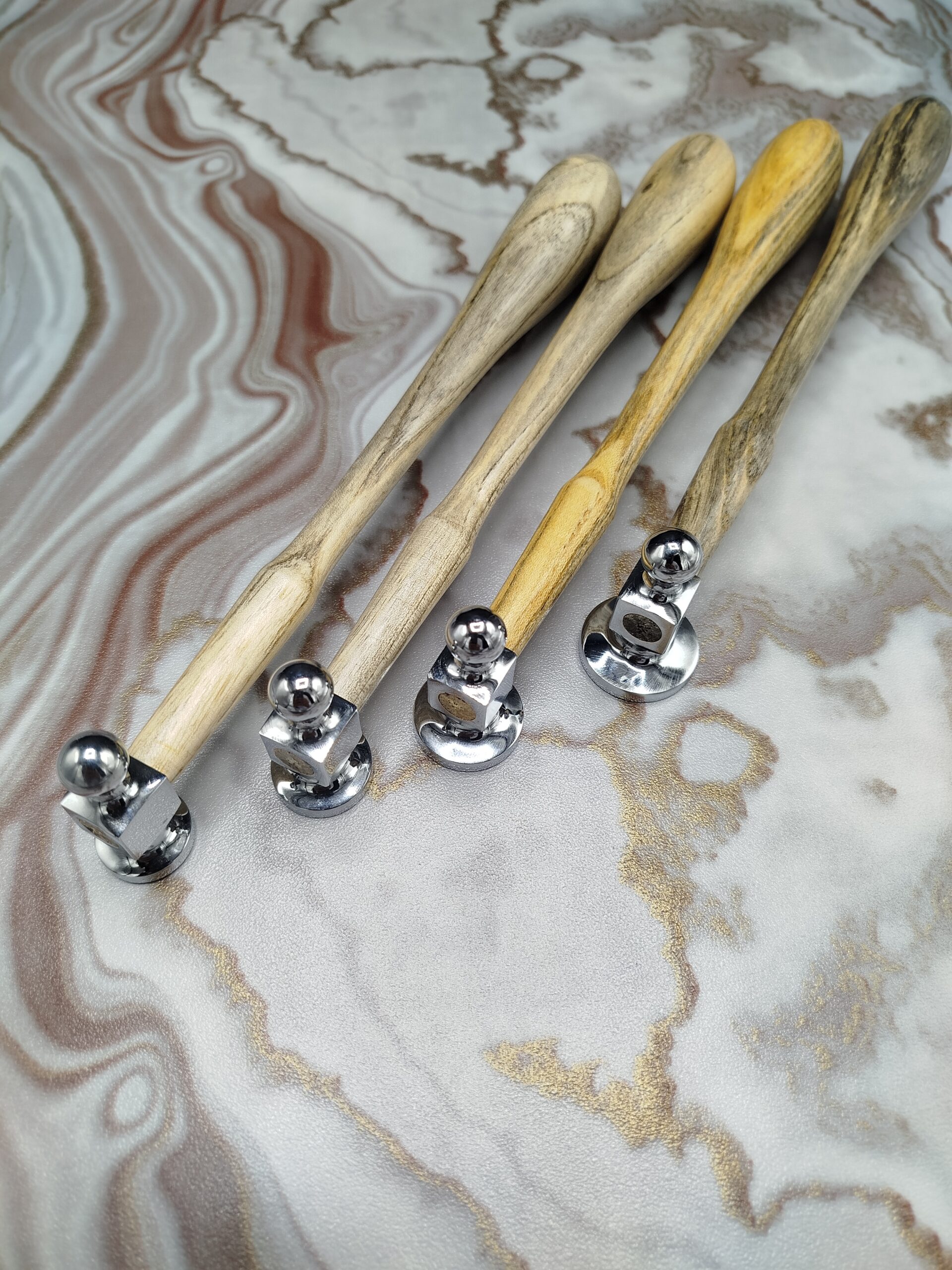 Set of 4 Chasing Hammers Jewelry Hammers - Flat Face & Ball Peen Head - 32mm, 28mm, 25mm & 22mm - Image 6