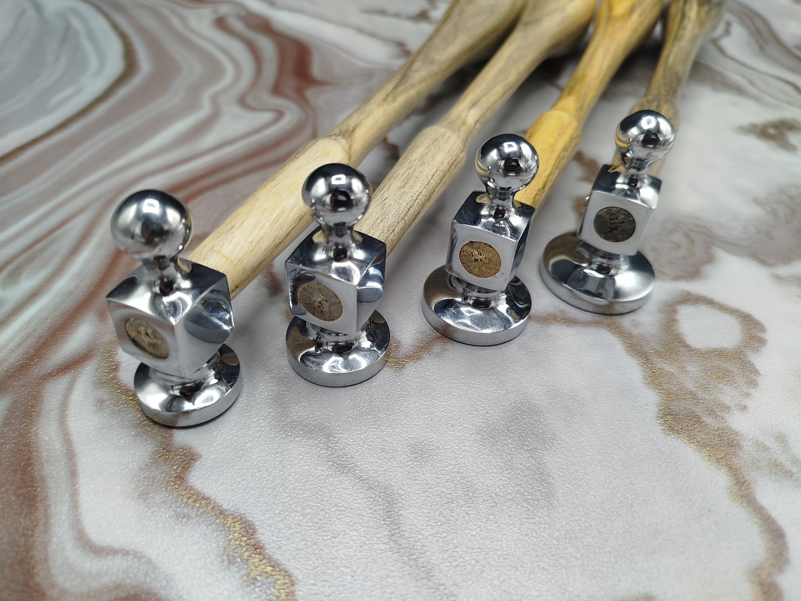 Set of 4 Chasing Hammers Jewelry Hammers - Flat Face & Ball Peen Head - 32mm, 28mm, 25mm & 22mm - Image 5