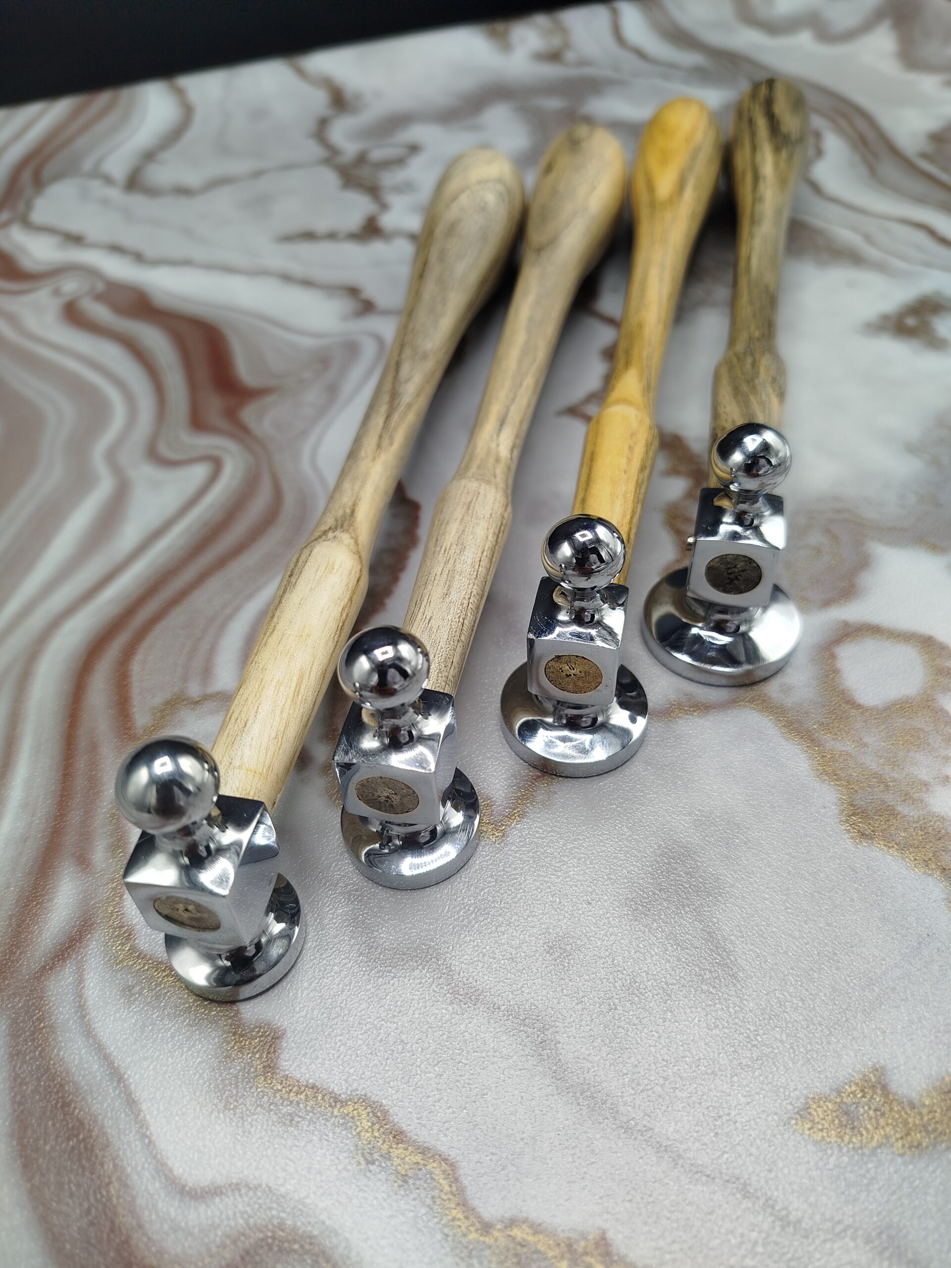 Set of 4 Chasing Hammers Jewelry Hammers - Flat Face & Ball Peen Head - 32mm, 28mm, 25mm & 22mm - Image 4