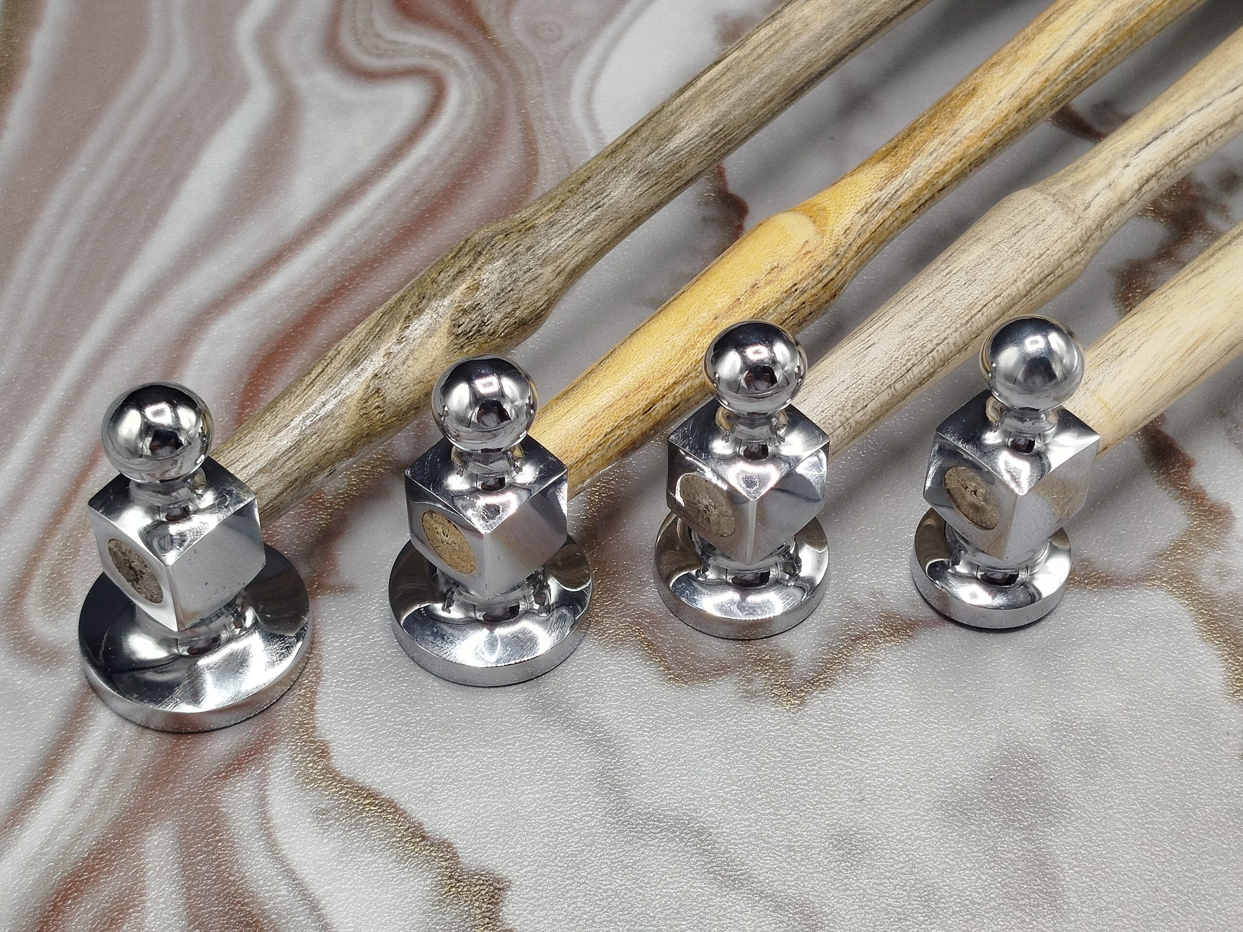 Set of 4 Chasing Hammers Jewelry Hammers - Flat Face & Ball Peen Head - 32mm, 28mm, 25mm & 22mm - Image 2
