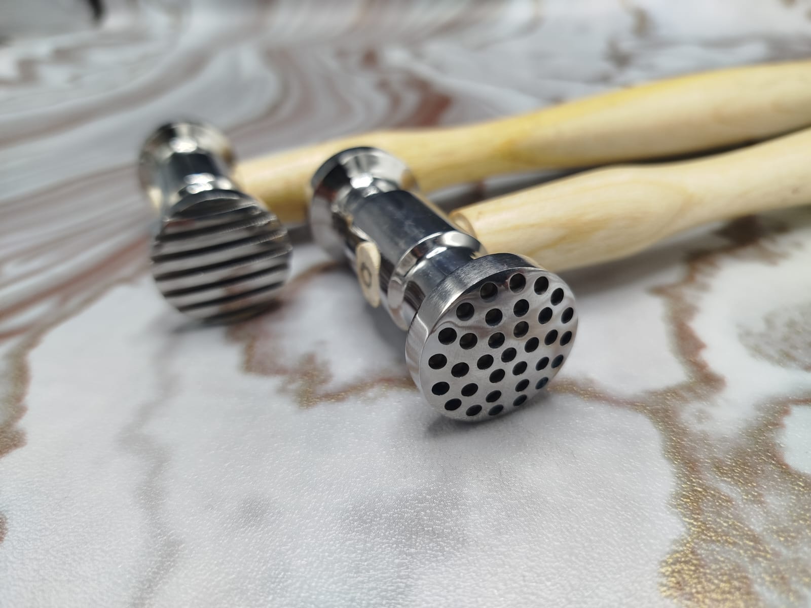 Jewelry Texturing Hammer Set 2pc β 4 Designs β Goldsmith Metalworking Tool - Image 2