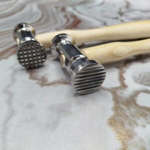 Jewelry Texturing Hammer Set 2pc – 4 Designs – Goldsmith Metalworking Tool