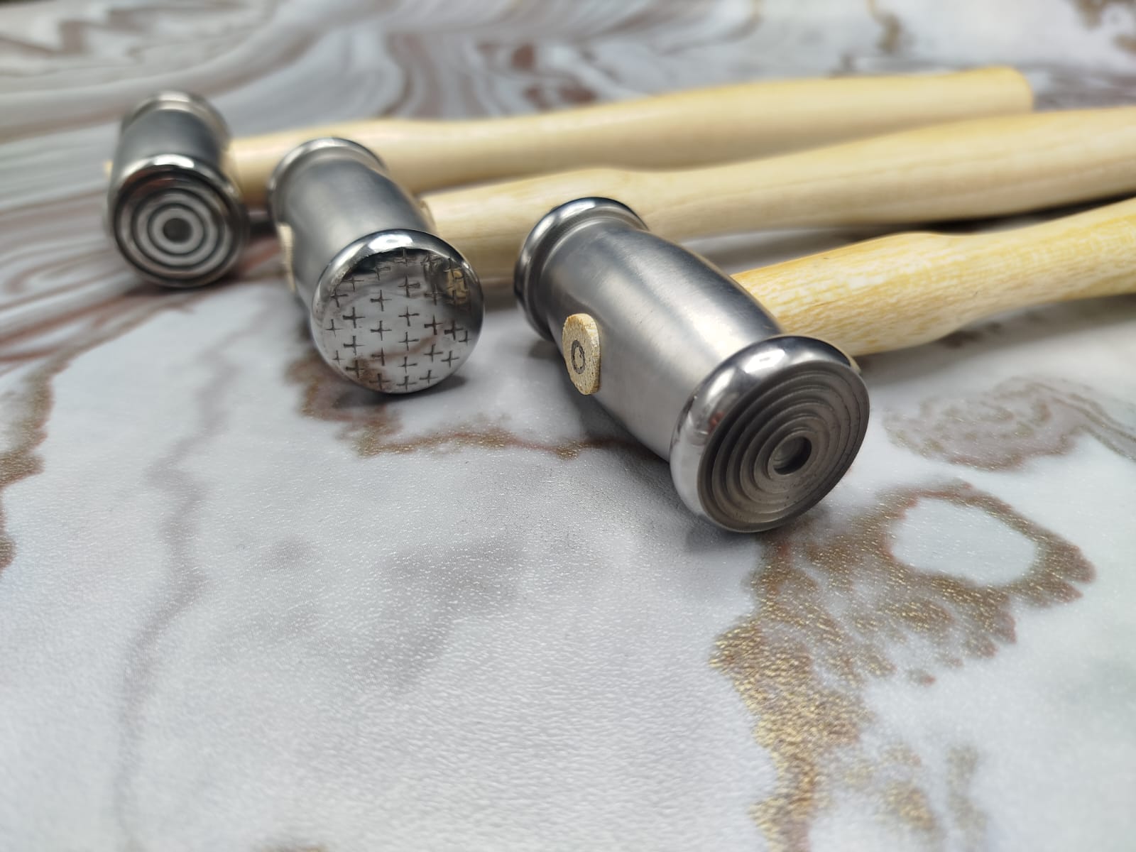 Set of 3 Texture Hammer Designer Hammer Different Head Hammer Jewelry Hammers - Image 2