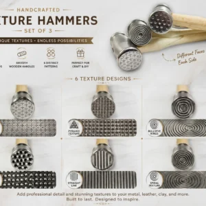 Set of 3 Texture Hammer Designer Hammer Different Head Hammer Jewelry Hammers