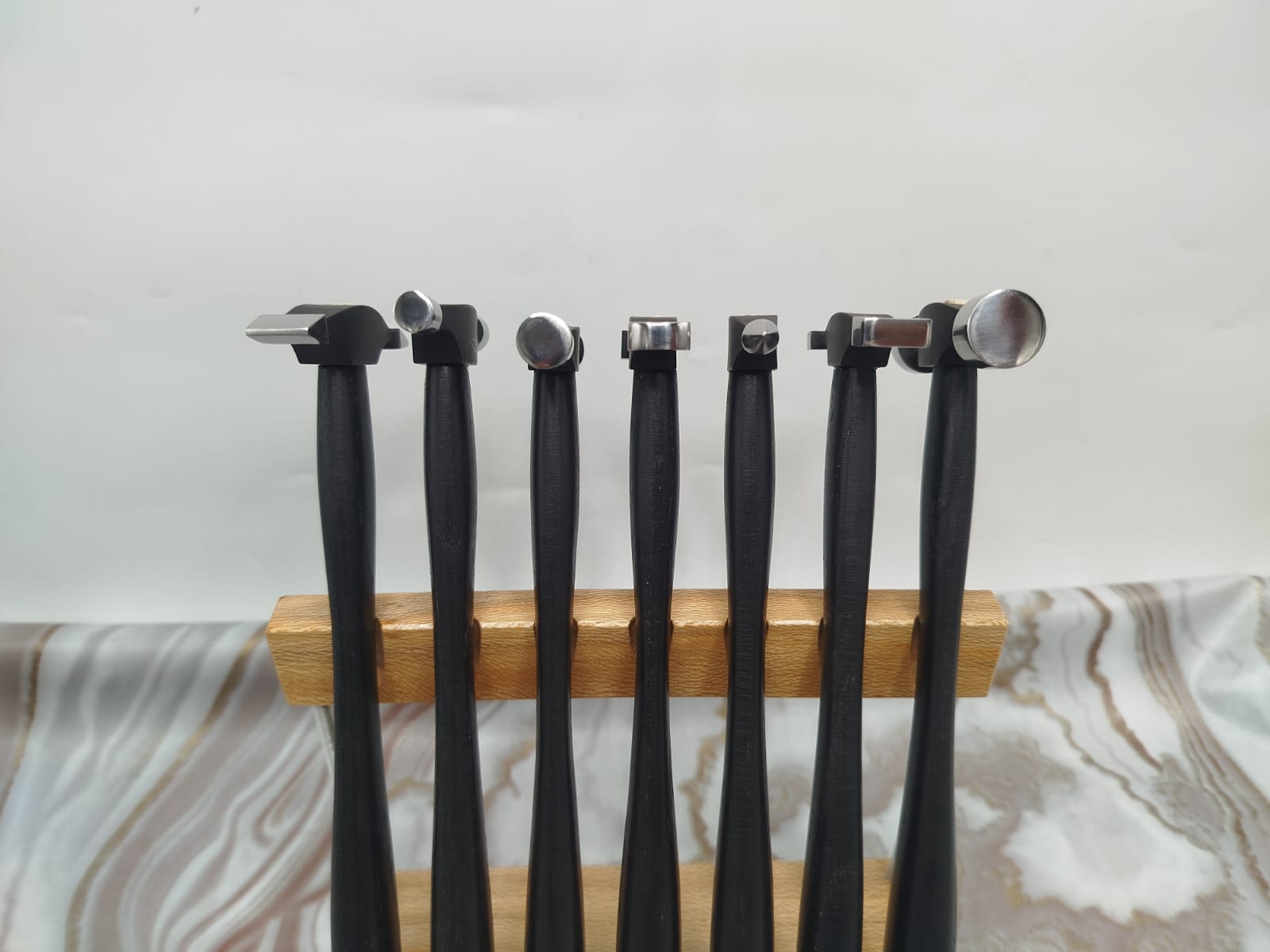07-Pcs Jewelry Designer Hammer Set with Wooden Stand for Metal Forming Tools - Image 17