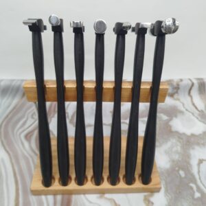 07-Pcs Jewelry Designer Hammer Set with Wooden Stand for Metal Forming Tools