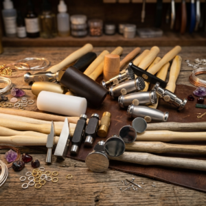 20 Pc Jewelry Hammer Set - Chasing Texturing Leather Wood Mallet Goldsmith Kit