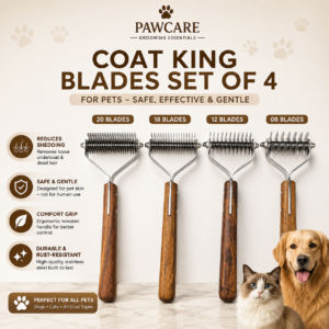 Dog Dematting & Undercoat Rake - 8/12/18/20 Blade , Wooden Handle