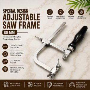 Professional Adjustable Saw Frame 80mm Jewelry Piercing Saw with Wooden Handle
