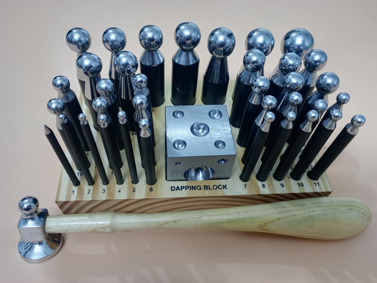 36 Piece Dapping Block and Punch Set with Cube Block and Assorted Forming Punches for Jewelry Making