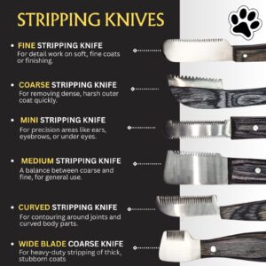 Professional Stripping combs kit (6 Pcs Set) for Dogs & Pets, Grey Wooden Handle