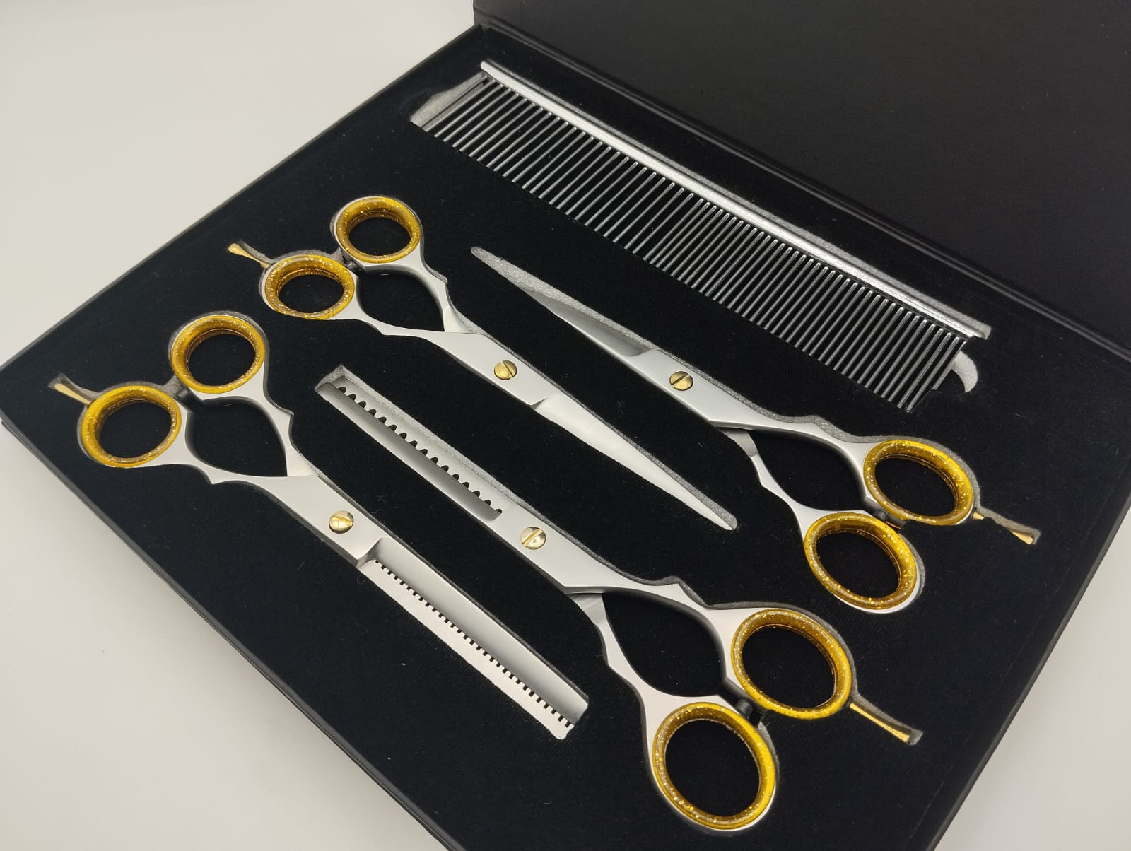 Pet Grooming Scissors Set 4 Pcs Stainless Steel Shears with Comb and Storage Box - Image 4