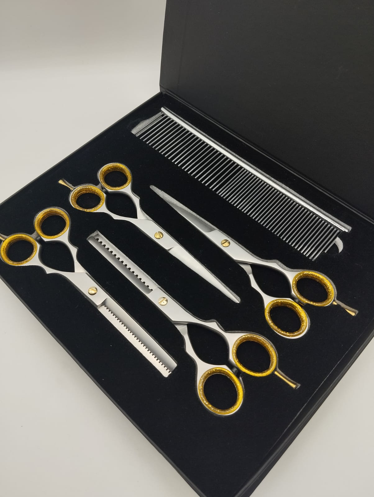 Pet Grooming Scissors Set 4 Pcs Stainless Steel Shears with Comb and Storage Box - Image 2