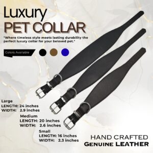 Luxury Leather Pet Collar Black Hand Crafted Heavy Duty Dog Collar