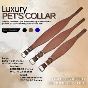 Luxury Leather Pet Collar Brown Hand Crafted Heavy Duty Dog Collar
