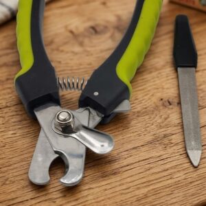 Pet Nail Clipper and File Set Stainless Steel Dog Claw Trimmer with Ergonomic Grip
