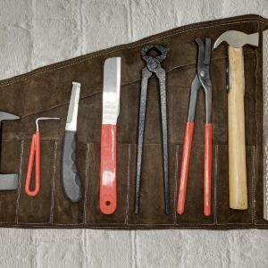 Farrier Tool Set Equine Hoof Care Kit Horseshoeing and Trimming Tools with Storage Roll Pouch