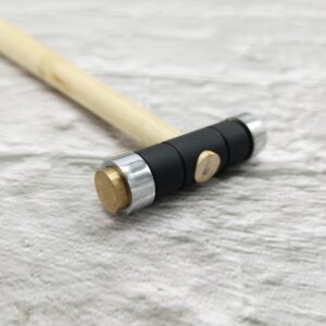 Professional Interchangeable Head Hammer Dual Face Brass and Plastic Mallet with Wooden Handle
