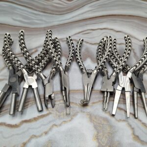 Professional 8-Piece Jewelry Pliers Set Multi-Function Forming and Cutting Tools with Zebra Print Grips