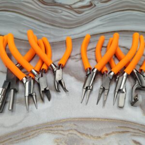 Set of 8 Jewelry Making Pliers | Precision Hand Tools for Wire Work, Craft & Repair Orange Grip
