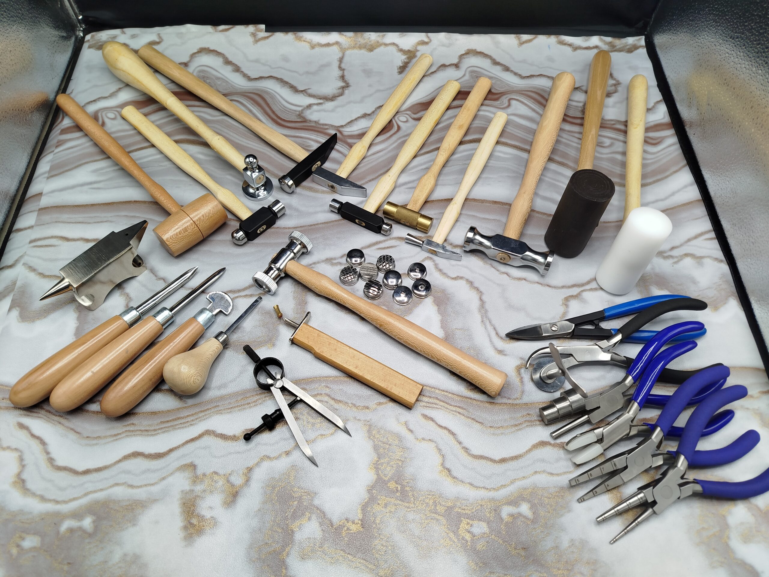 25 Pc Professional Jewelry Making Tools Kit Hammer Pliers Mallets Burnishers Set - Image 2