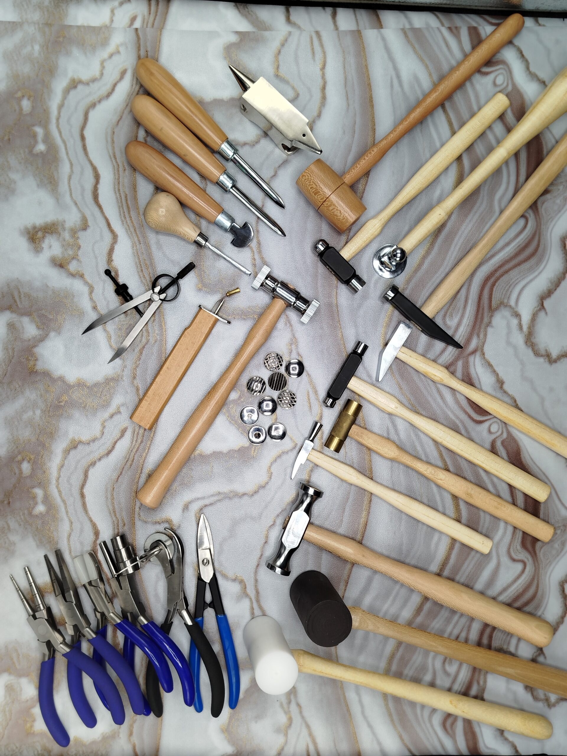 25 Pc Professional Jewelry Making Tools Kit Hammer Pliers Mallets Burnishers Set - Image 8