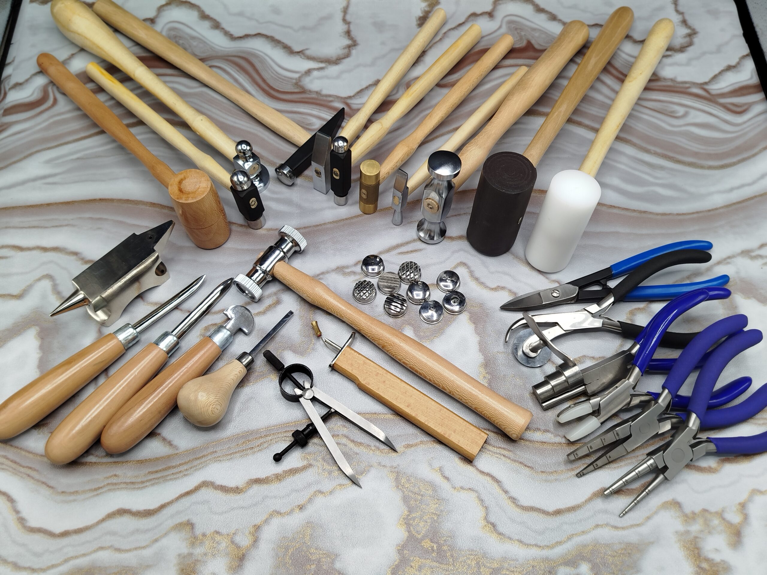 25 Pc Professional Jewelry Making Tools Kit Hammer Pliers Mallets Burnishers Set