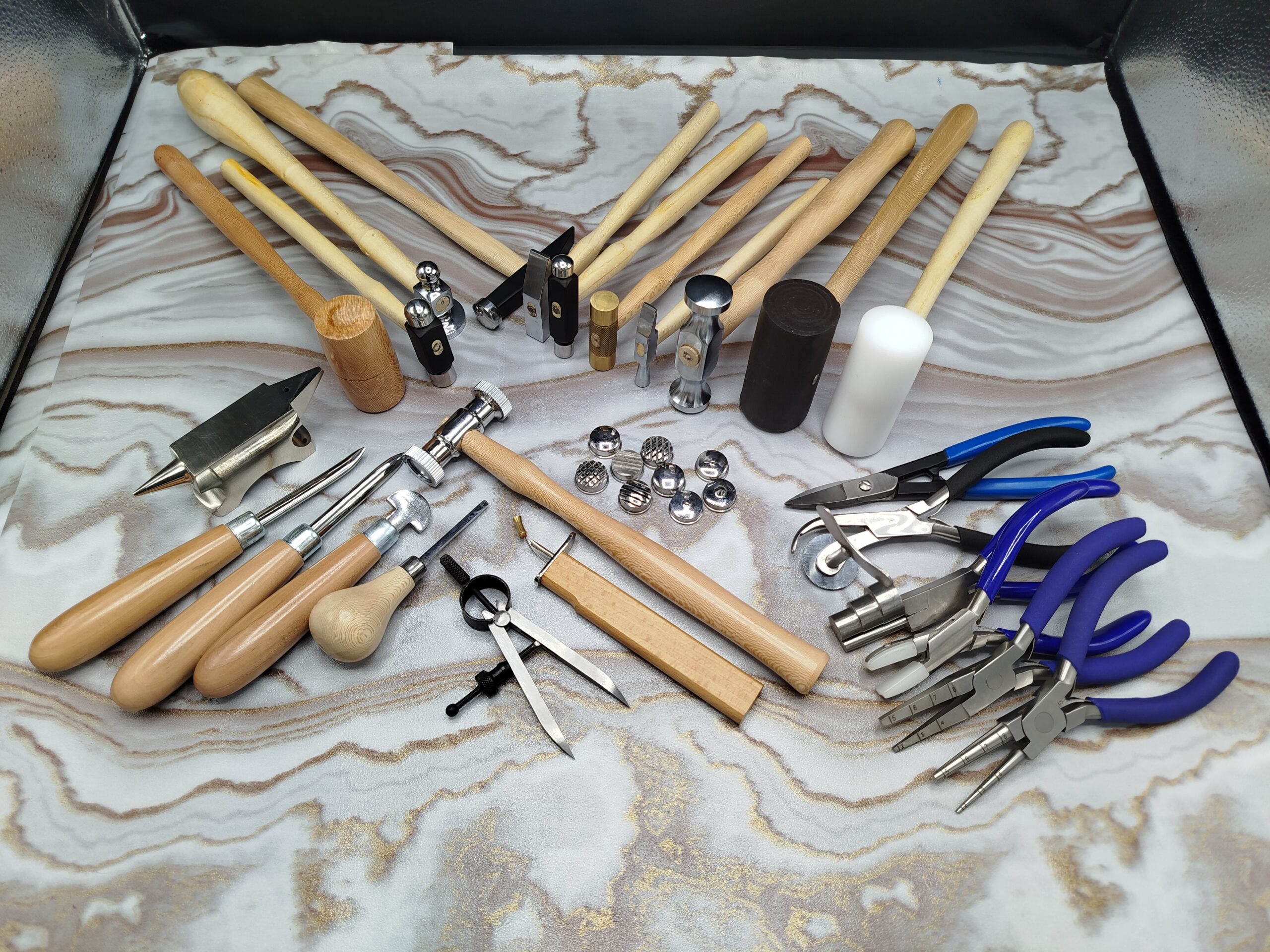 25 Pc Professional Jewelry Making Tools Kit Hammer Pliers Mallets Burnishers Set - Image 3