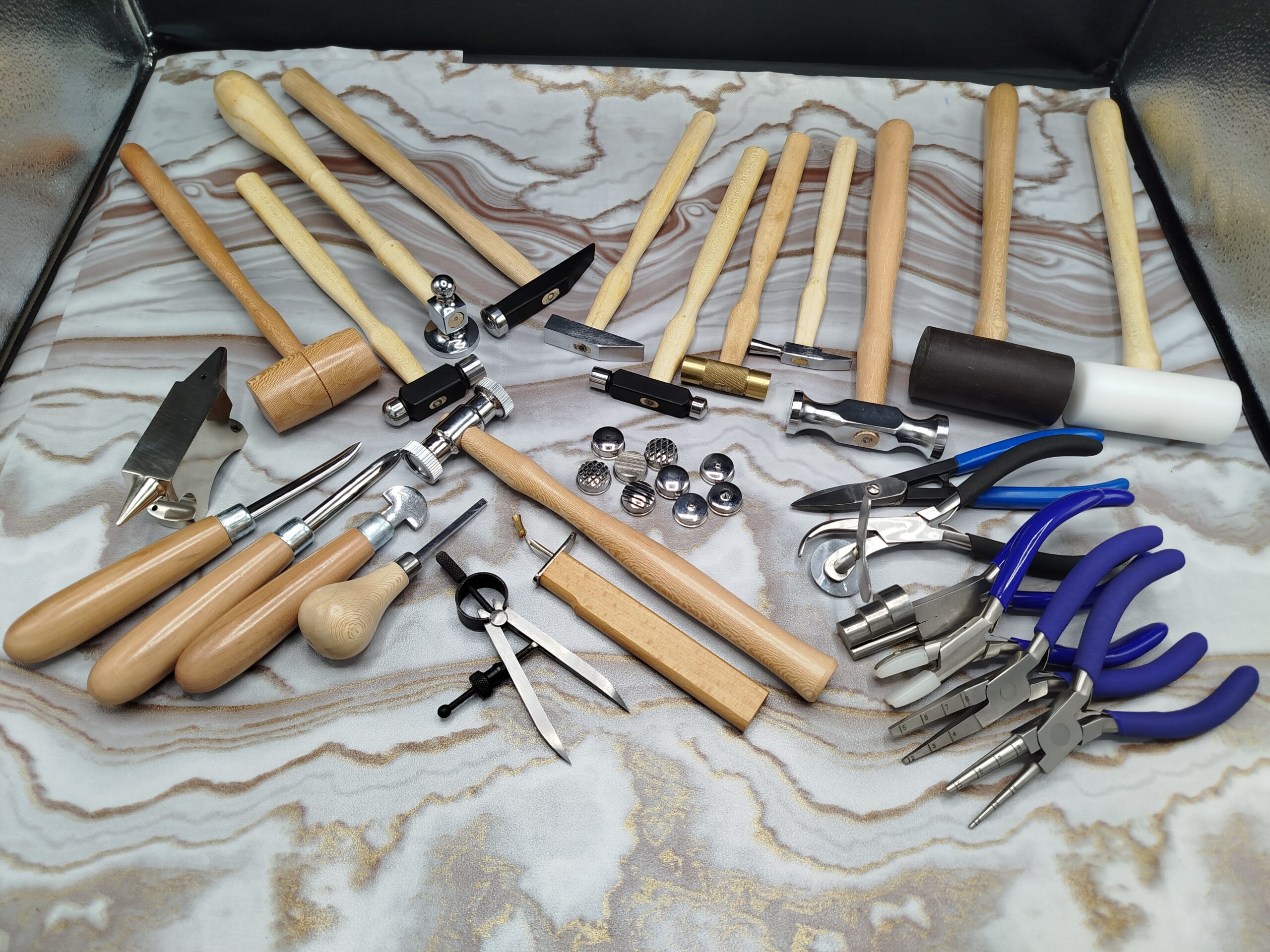 25 Pc Professional Jewelry Making Tools Kit Hammer Pliers Mallets Burnishers Set - Image 4