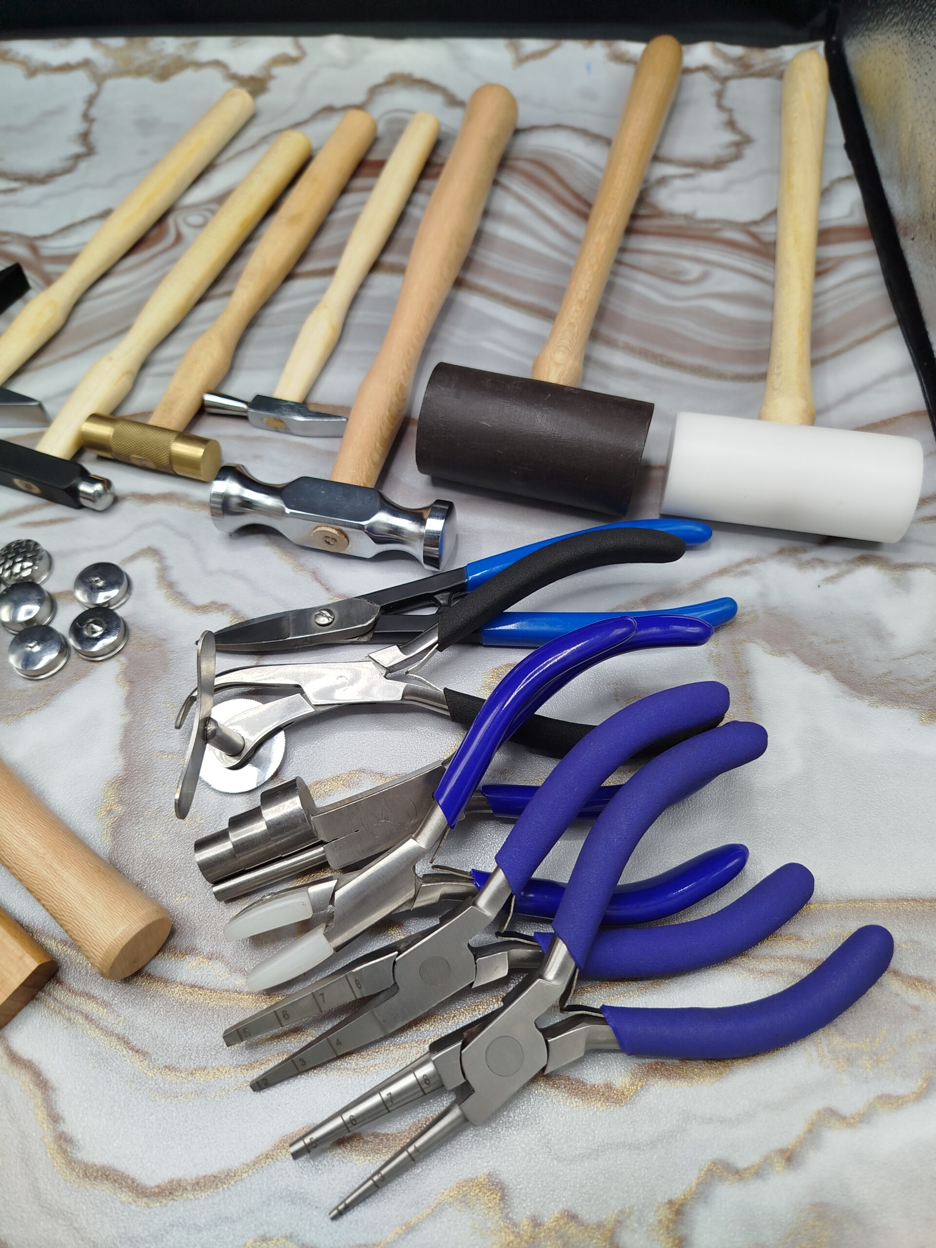 25 Pc Professional Jewelry Making Tools Kit Hammer Pliers Mallets Burnishers Set - Image 7