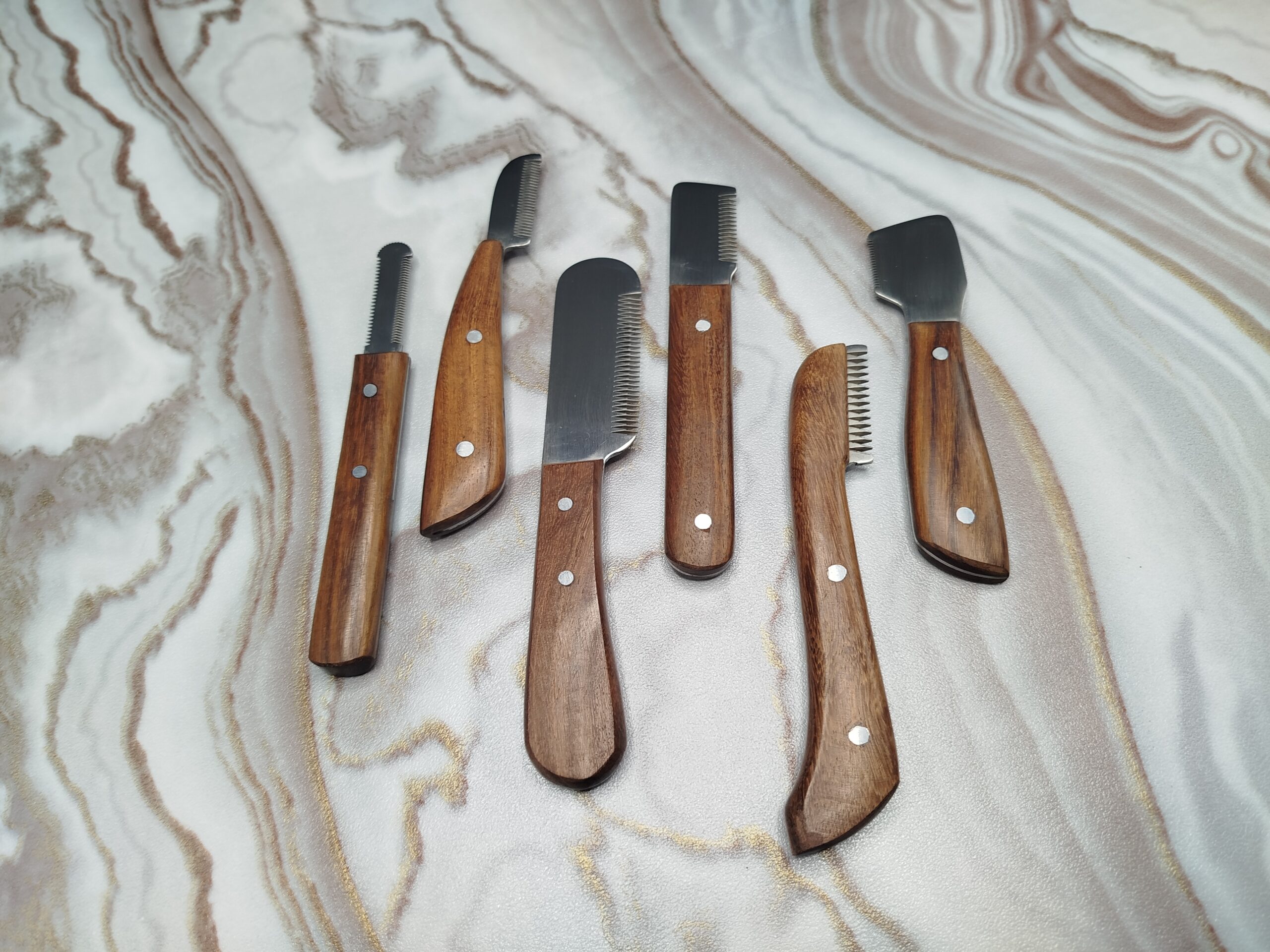 Professional Stripping combs kit (6 Pieces Set) for Dogs & Pets, Wooden Handle - Image 4