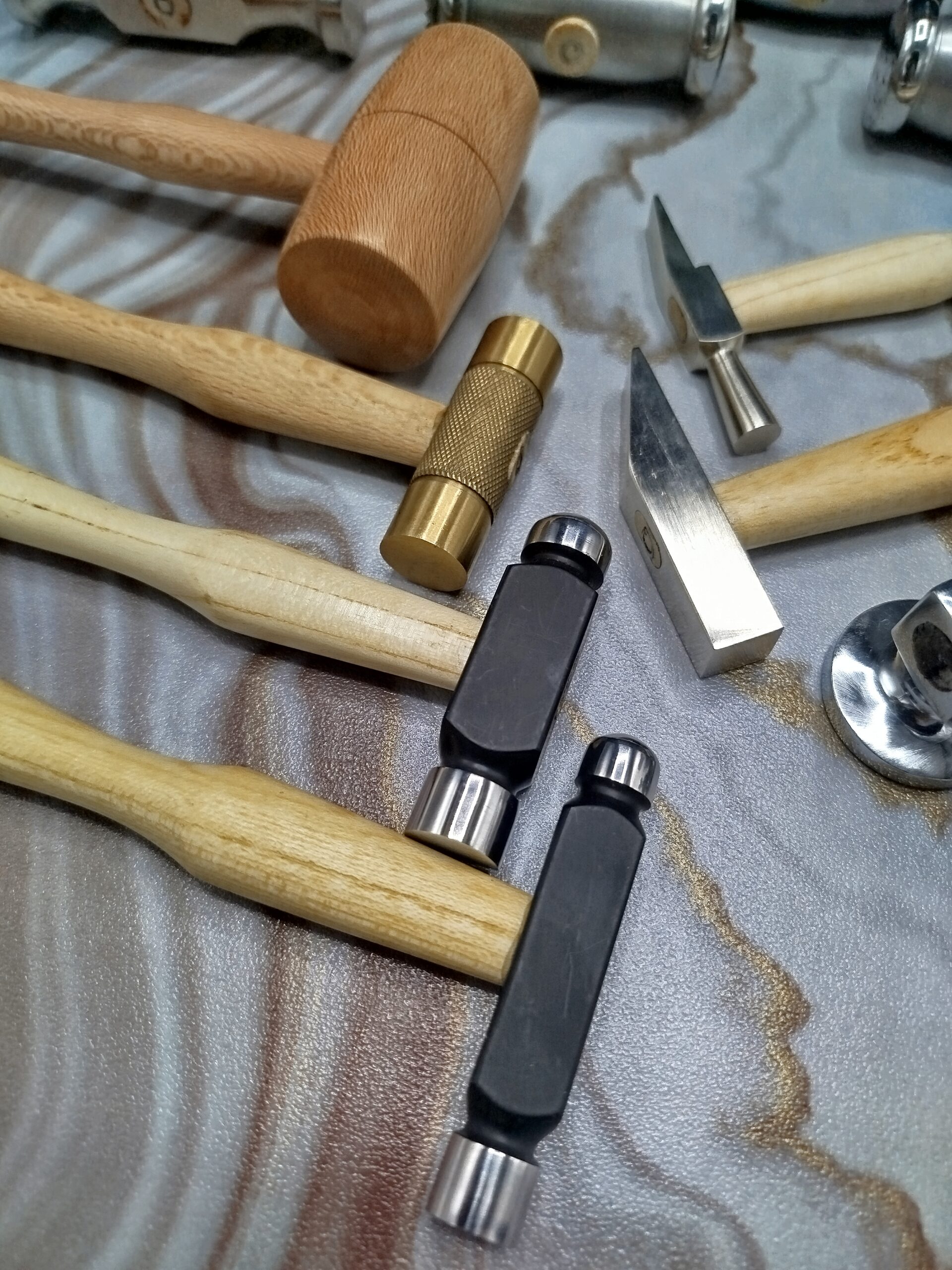 20 Pc Jewelry Hammer Set - Chasing Texturing Leather Wood Mallet Goldsmith Kit - Image 9