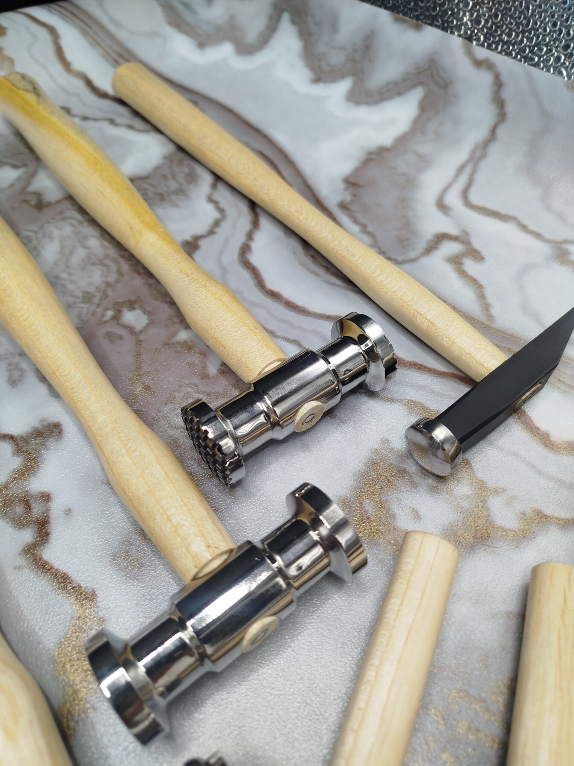 20 Pc Jewelry Hammer Set - Chasing Texturing Leather Wood Mallet Goldsmith Kit - Image 8