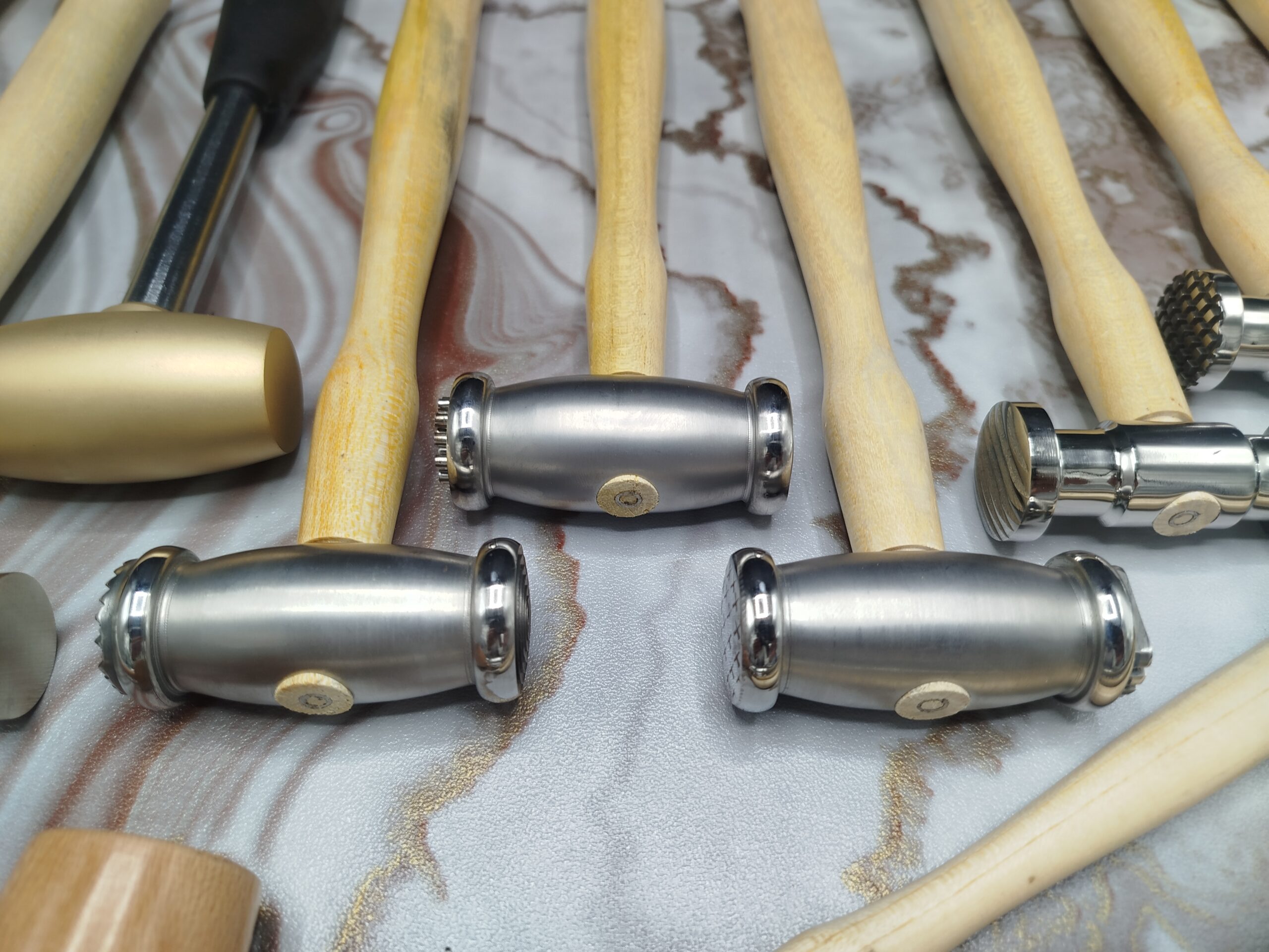 20 Pc Jewelry Hammer Set - Chasing Texturing Leather Wood Mallet Goldsmith Kit - Image 7