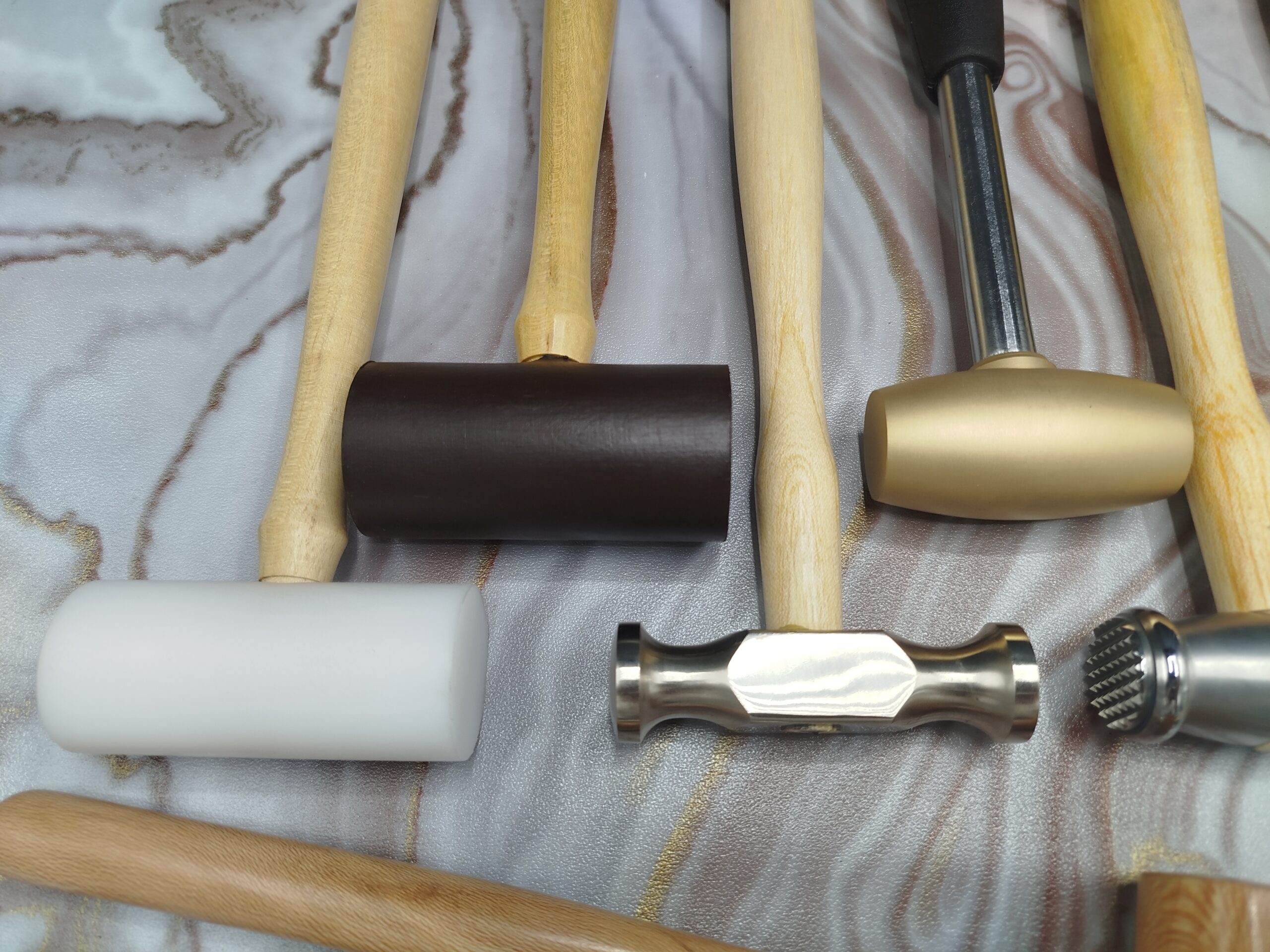 20 Pc Jewelry Hammer Set - Chasing Texturing Leather Wood Mallet Goldsmith Kit - Image 6