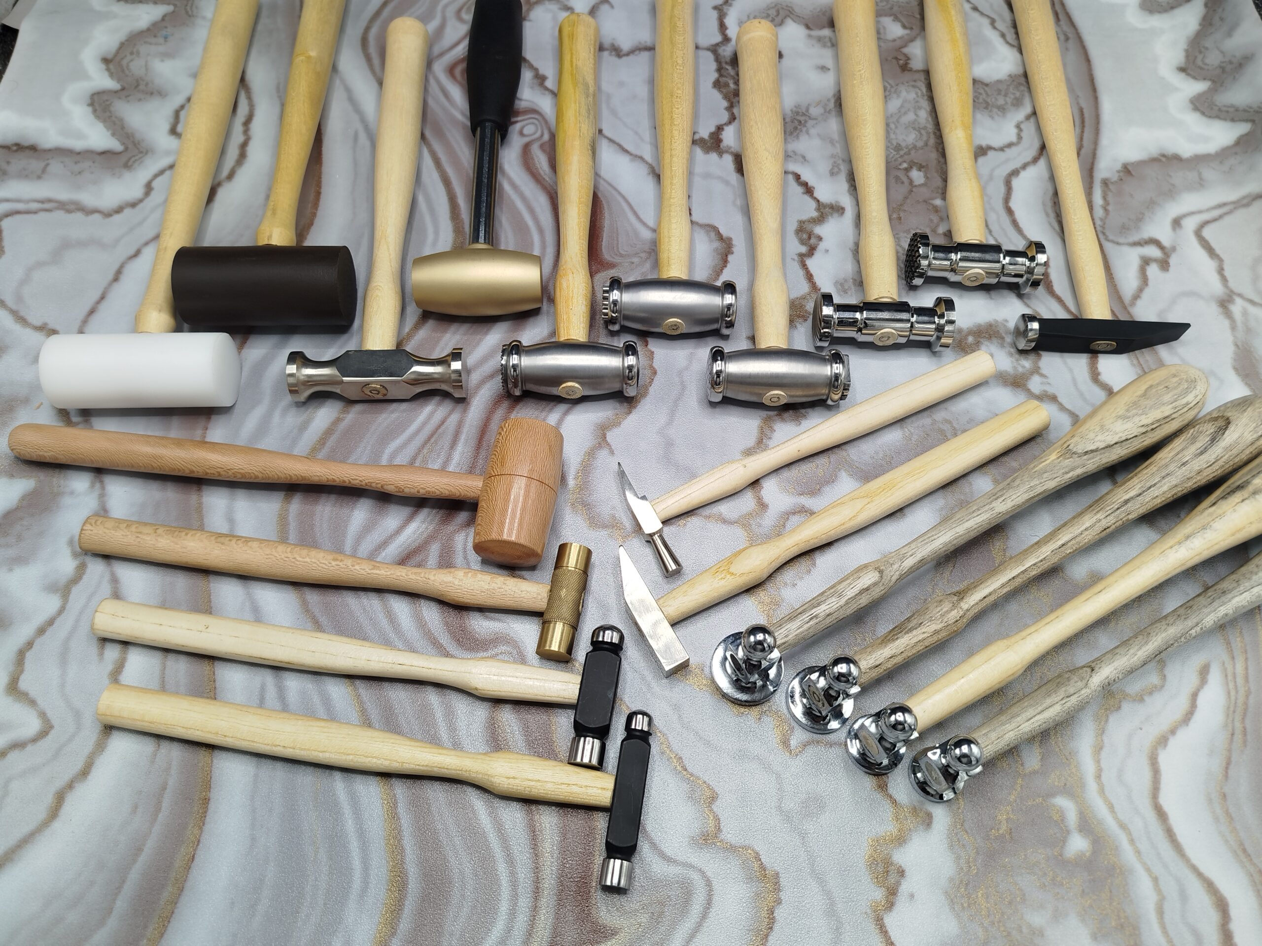 20 Pc Jewelry Hammer Set - Chasing Texturing Leather Wood Mallet Goldsmith Kit - Image 5
