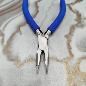 Multi-Purpose Round Nose and Cutting Pliers Combination Jewelry Tool with Blue Grips