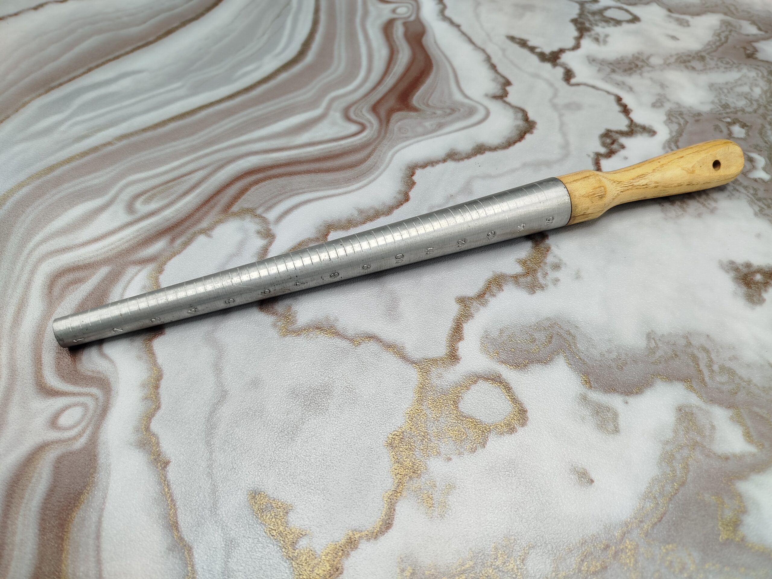 Professional Ring Mandrel with Wooden Handle Metal Ring Sizing and Shaping Stick