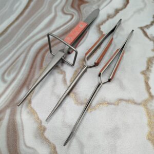 Precision Jewelry Tweezers Set Locking and Fine Tip Craft Tweezers for Gemstone and Beading