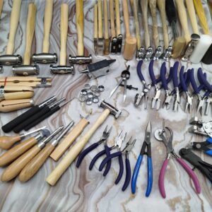 50 Pc Jewelry Making Tool Kit Hammers Pliers Mallets Anvil Clamps Burnisher
