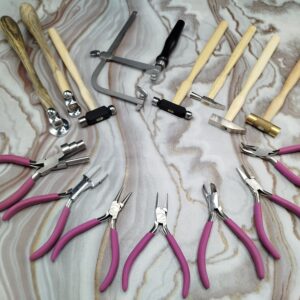 Set of 15 Jewelry Making Tools Kit Hammers Pliers Saw Frame Metalsmith Tool