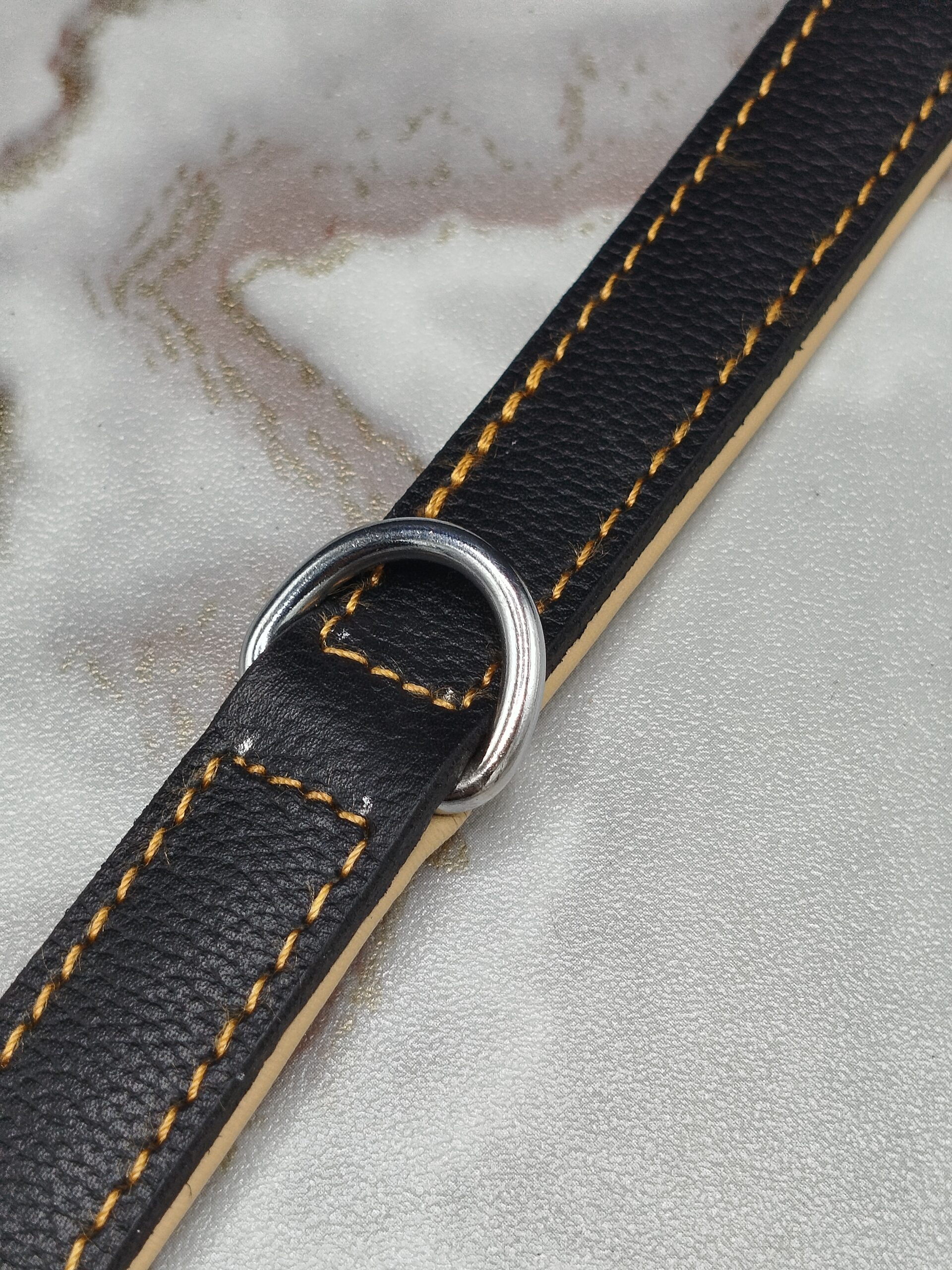Dog Collar Medium 14-20 Inch Adjustable Leather Collar with Buckle & D-Ring - Image 4