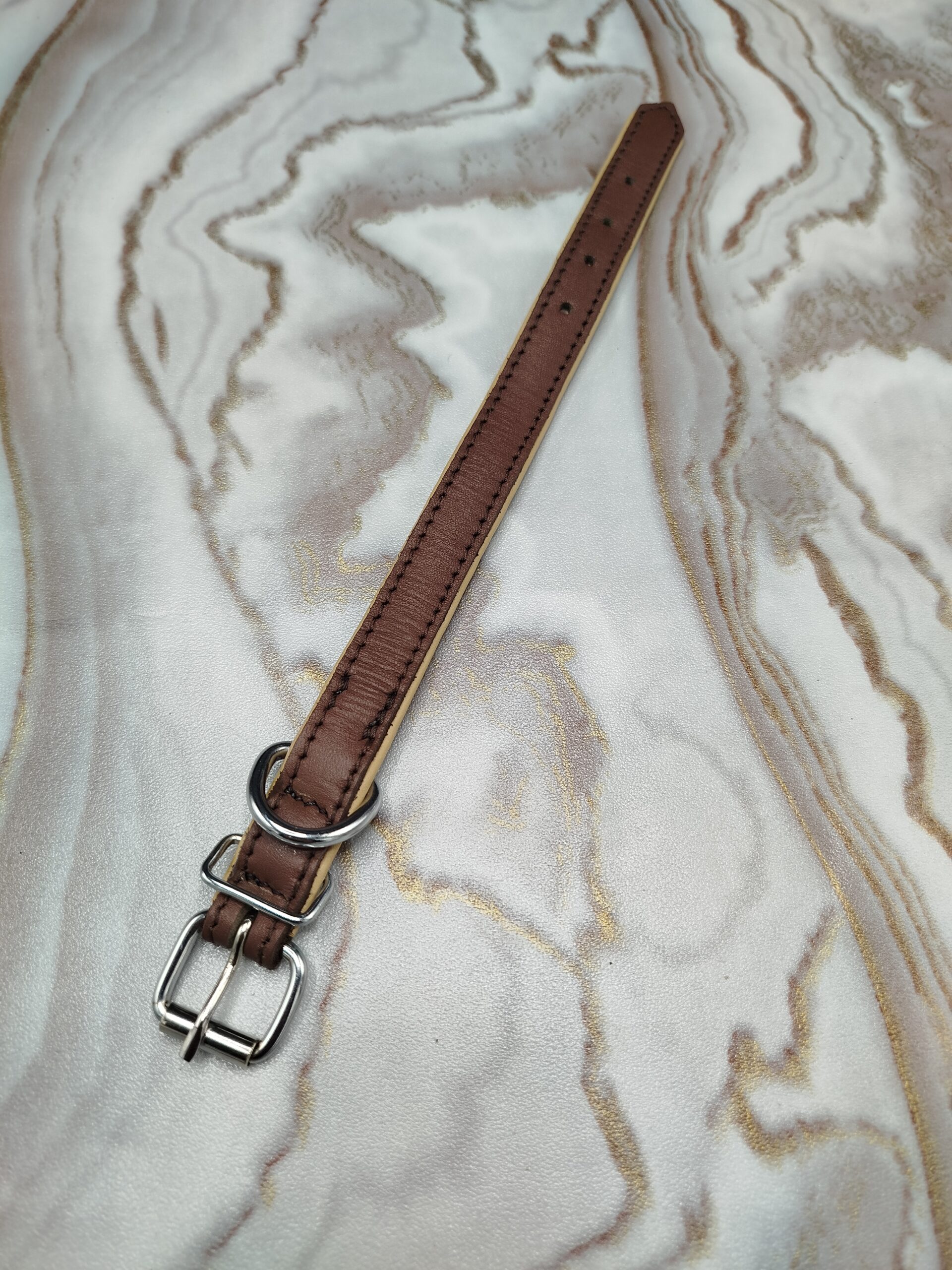 Cat Collar Medium 9-13 Inch Adjustable Leather Collar with Buckle & D-Ring - Image 2