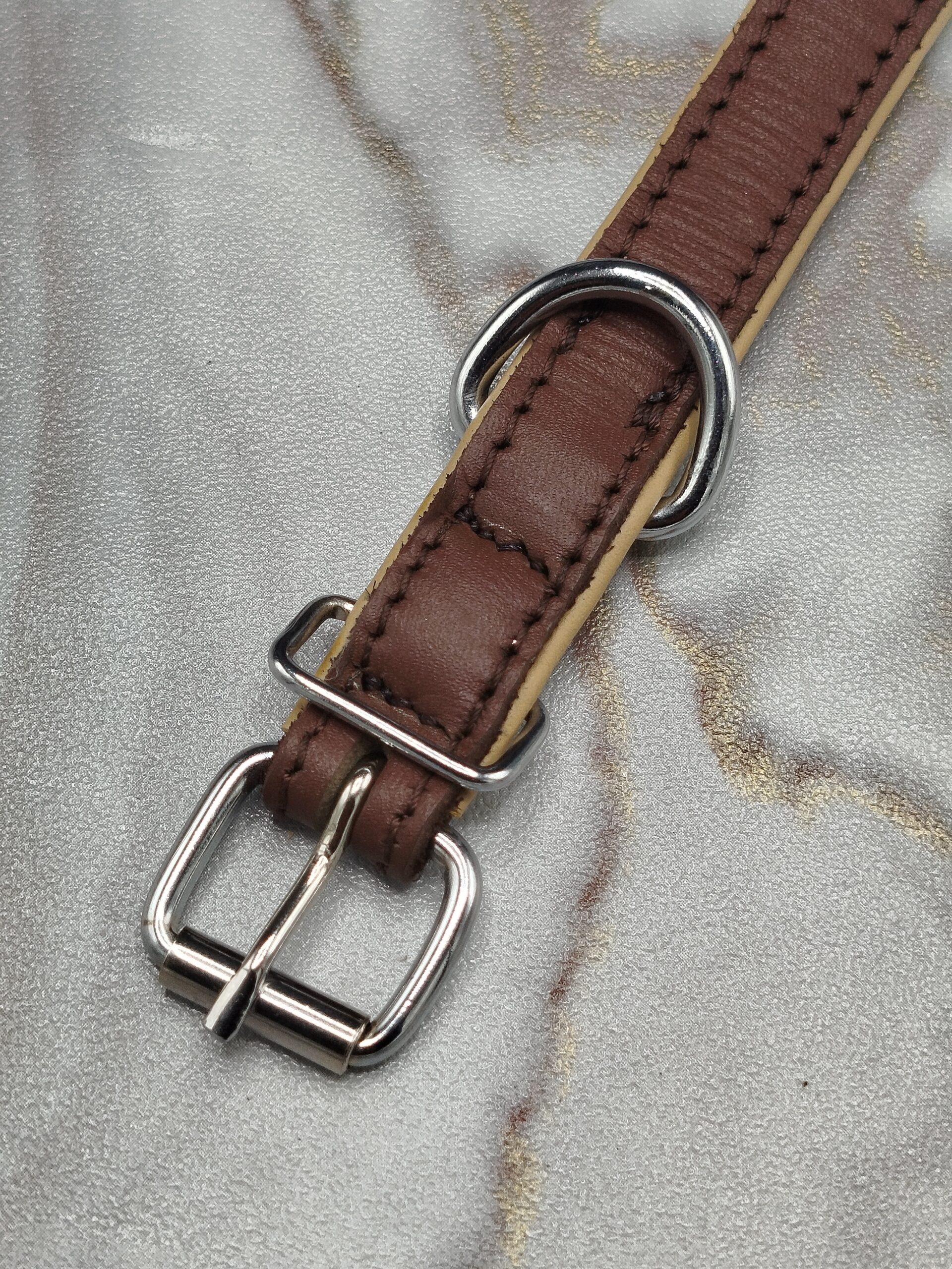 Cat Collar Medium 9-13 Inch Adjustable Leather Collar with Buckle & D-Ring - Image 3