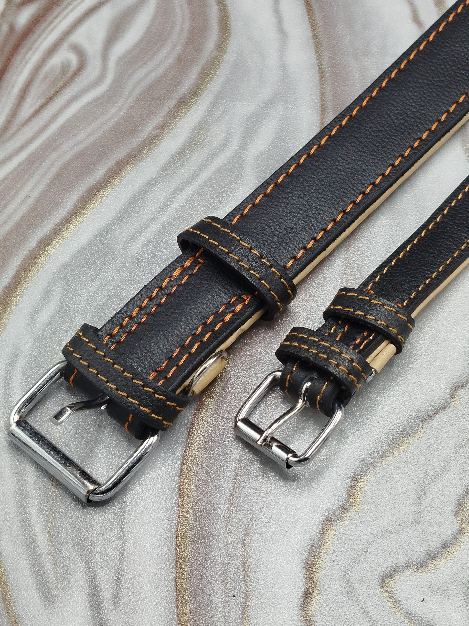 Dog Collar Set of 2 Medium & Large Adjustable Leather Collars for Dogs - Image 3