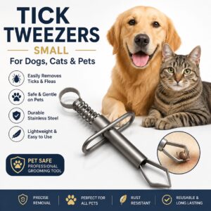 Tick Remover Tool for Dogs Cats Pets Stainless Steel Tick Tweezers 8cm