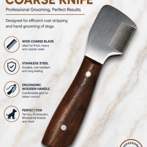 Wide Blades Coarse Stripping Knife Professional Pet Grooming Tool with Wooden Handle