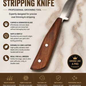 Curved Stripping Knife Professional Pet Grooming Tool for Coat Thinning and Stripping